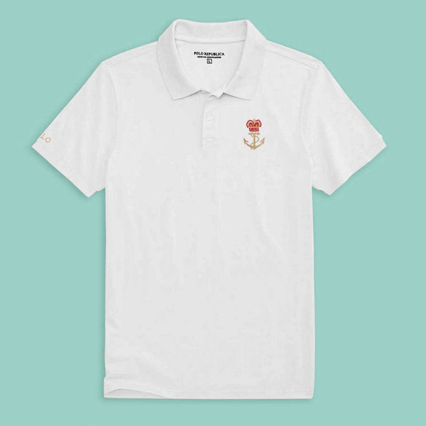 Elo Polo Republica Men's Crown & Anchor Embroidered Short Sleeve Polo Shirt White