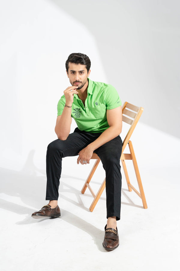 Elo Polo Republica Men's Crown PR Polo & 8 Embroidered Pocket Polo Shirt Lime