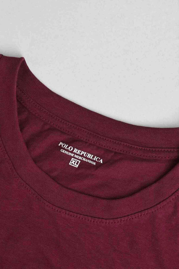 Elo Polo Republica Men's Cyber Wear Printed Crew Neck Tee Shirt Maroon