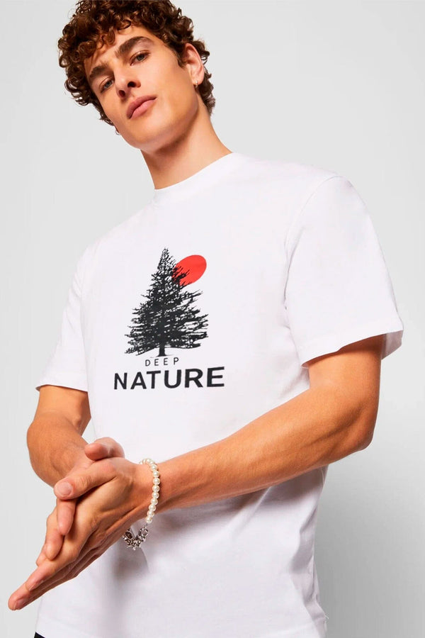 elo Polo Republica Men's Deep Nature Printed Crew Neck Tee Shirt White