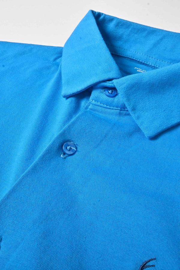 Elo Polo Republica Men's Deer Embroidered Short Sleeves Casual Shirt Aqua Blue