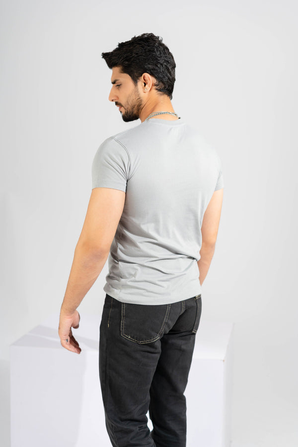 Elo Polo Republica Men's Determine Printed Crew Neck Tee Shirt Steel Grey