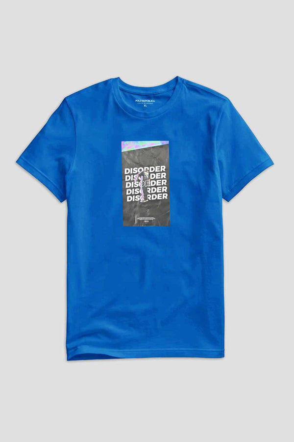 Elo Polo Republica Men's Disorder Printed Crew Neck Tee Shirt Royal Blue