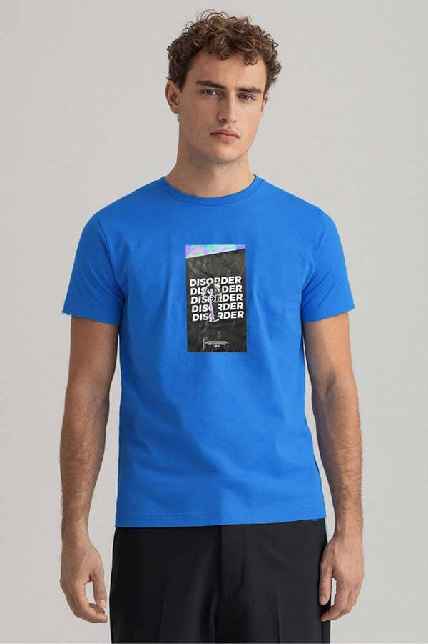 elo Polo Republica Men's Disorder Printed Crew Neck Tee Shirt Royal Blue