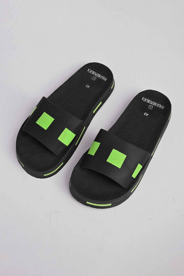 elo Polo Republica Men's Dots Design Soft Slides Black & Green