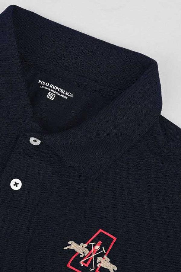 Elo Polo Republica Men's Double Horse 4 Embroidered Polo Shirt Navy