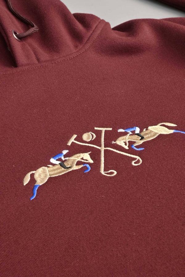 Elo Polo Republica Men's Double Horse Embroidered Fleece Pullover Hoodie Camel