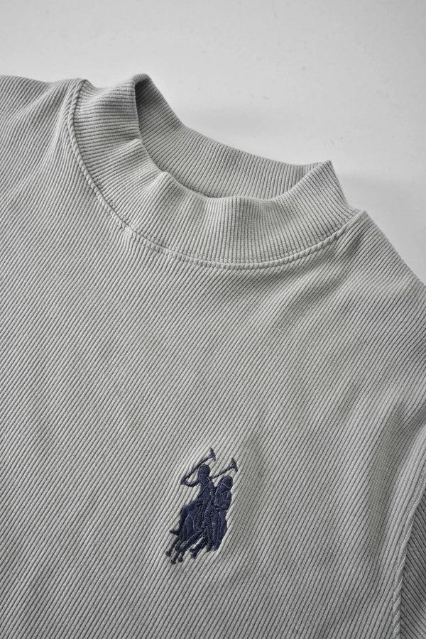 Elo Polo Republica Men's Double Horse Embroidered Mock Neck Sweatshirt Stealth Grey