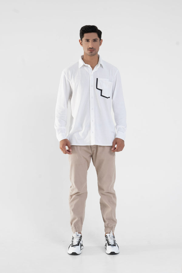 Elo Polo Republica Men's Double Pocket Casual Shirt White