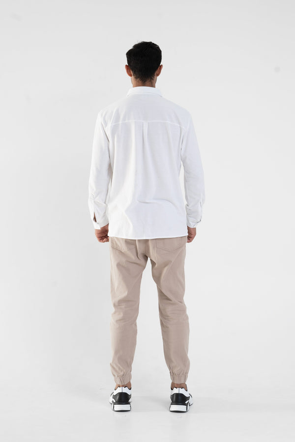 Elo Polo Republica Men's Double Pocket Casual Shirt White
