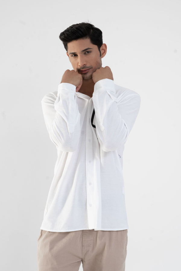 Elo Polo Republica Men's Double Pocket Casual Shirt White