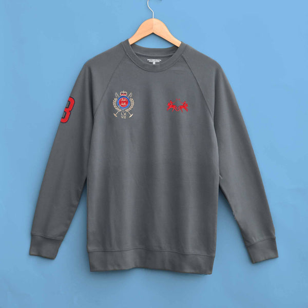 Elo Polo Republica Men's Double Pony & 8 Embroidered Raglan Sleeve Pique Tee Shirt Slate Grey