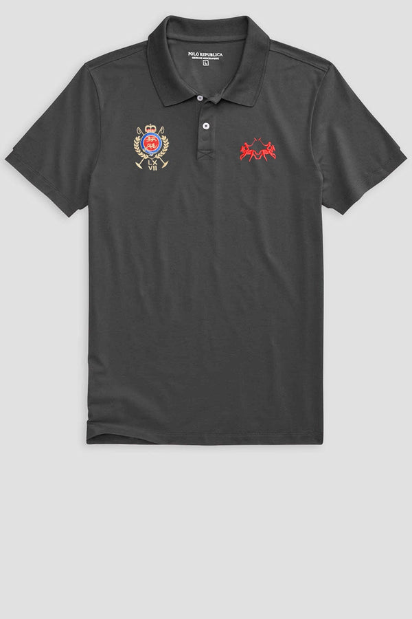 Elo Polo Republica Men's Double Pony & Crest Embroidered Polo Shirt Graphite