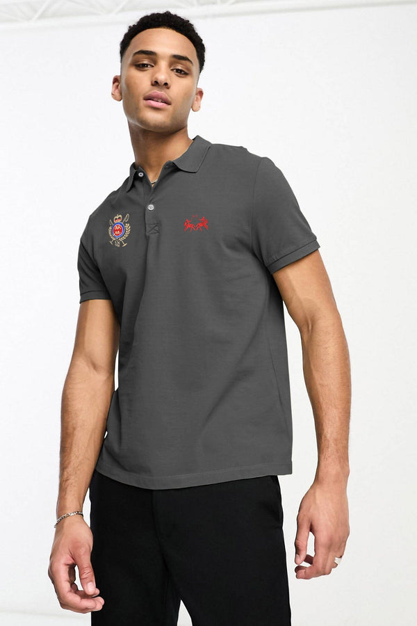 elo Polo Republica Men's Double Pony & Crest Embroidered Polo Shirt Graphite