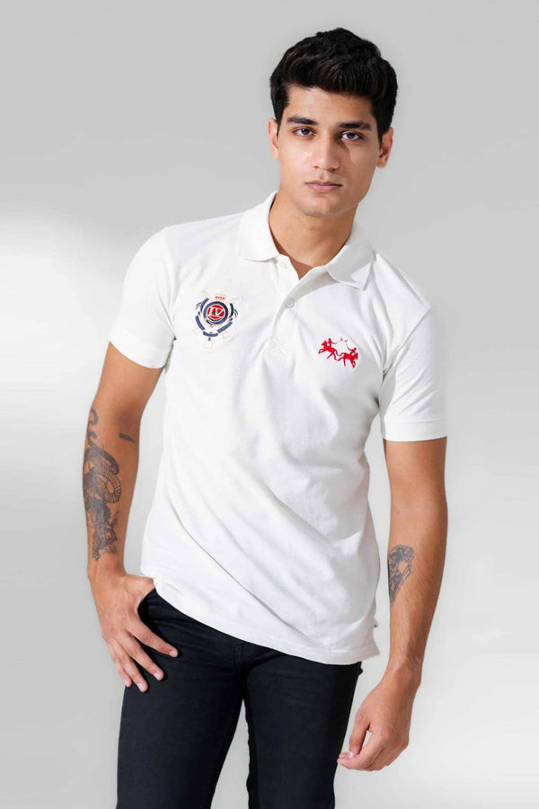 Elo Polo Republica Men's Double Pony & LV Crest Embroidered Polo Shirt Off White
