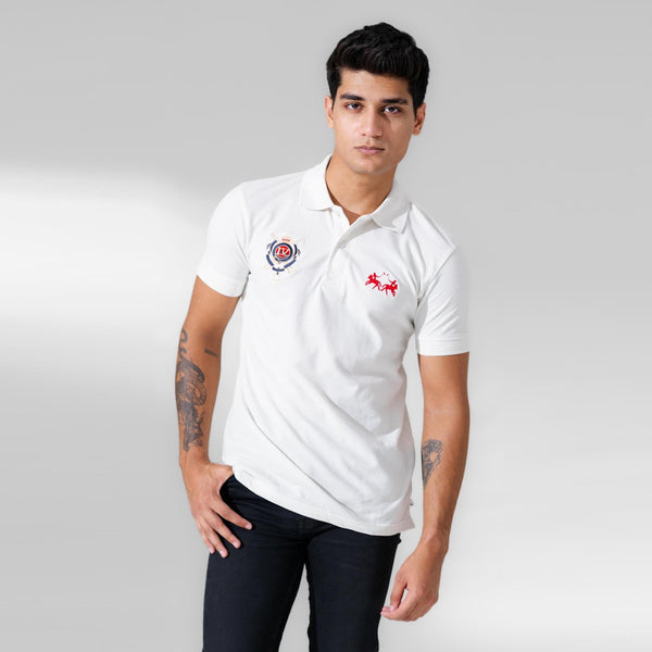 Elo Polo Republica Men's Double Pony & LV Crest Embroidered Polo Shirt Off White
