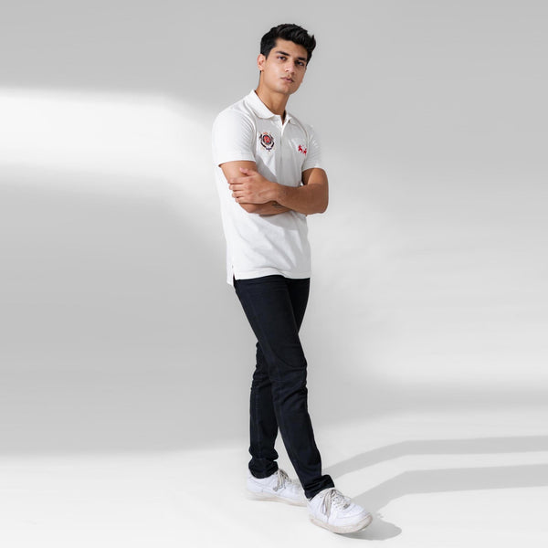 Elo Polo Republica Men's Double Pony & LV Crest Embroidered Polo Shirt Off White