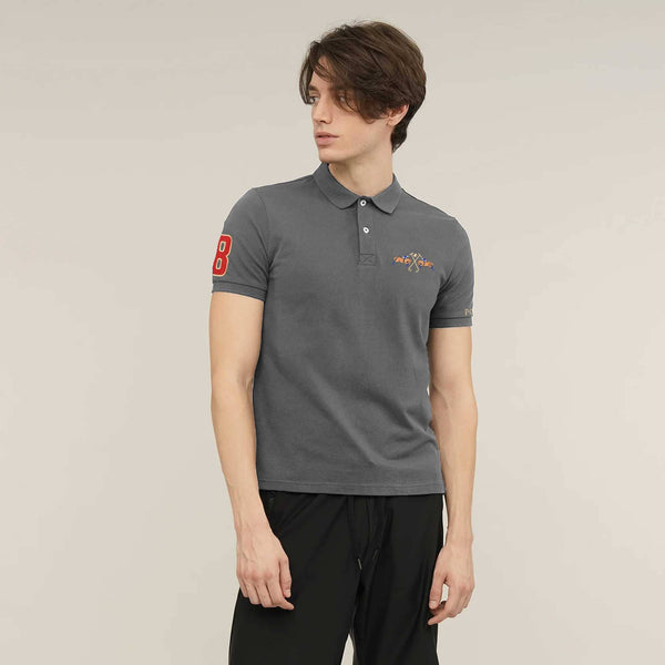 Elo Polo Republica Men's Double Pony & Polo 3 Embroidered Short Sleeve Polo Shirt Stealth Grey