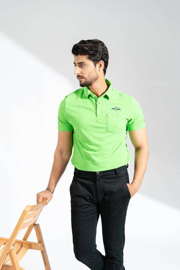 Elo Polo Republica Men's Double Pony Polo & 5 Embroidered Pocket Polo Shirt Lime