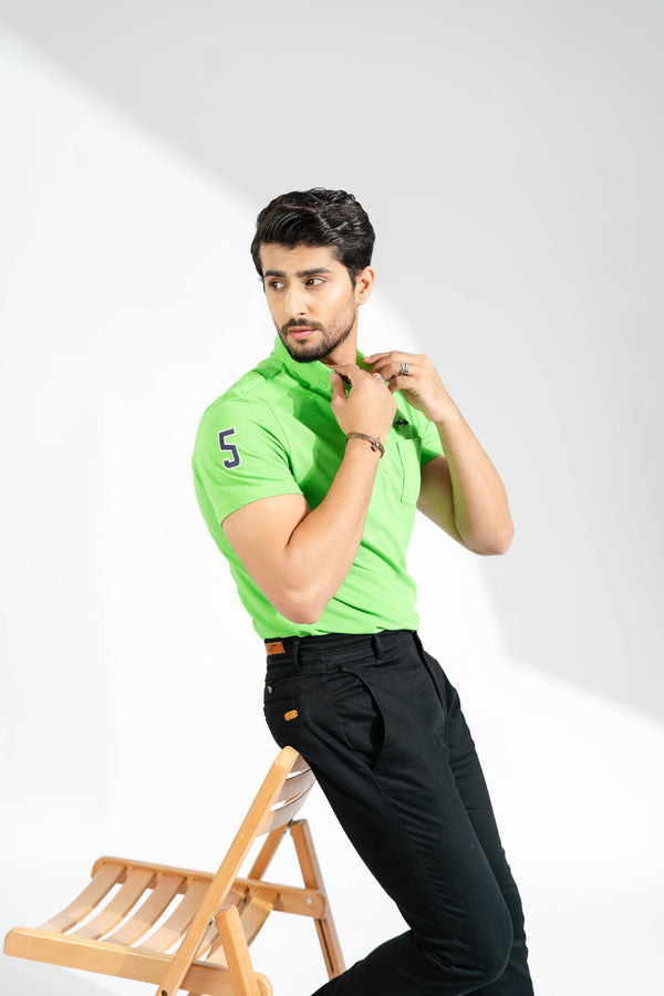 Elo Polo Republica Men's Double Pony Polo & 5 Embroidered Pocket Polo Shirt Lime