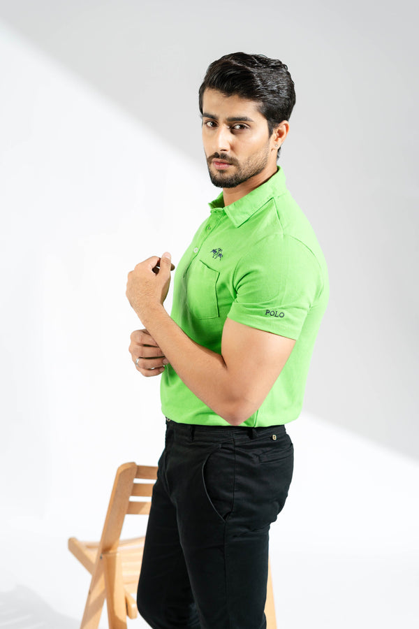 Elo Polo Republica Men's Double Pony Polo & 5 Embroidered Pocket Polo Shirt Lime