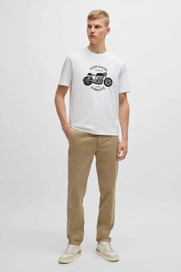 Elo Polo Republica Men's Dozer Garage Printed Crew Neck Tee Shirt White