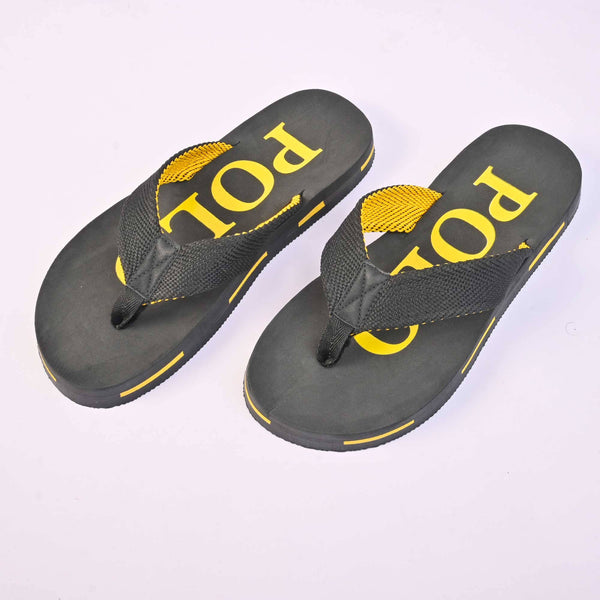 elo Polo Republica Men's Eindhoven Soft Flip Flops Black & Yellow