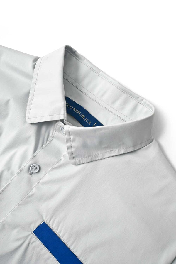 Elo Polo Republica Men's Elbow Patch Casual Shirt Light Sky