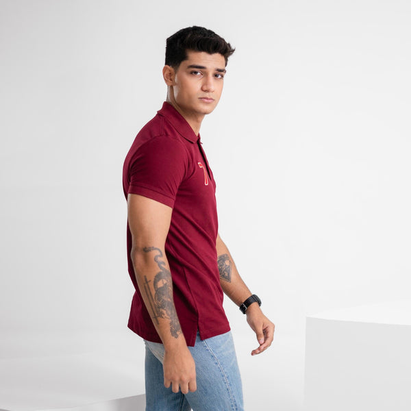 Elo Polo Republica Men's Emblem & 7 Embroidered Short Sleeve Polo Shirt Maroon