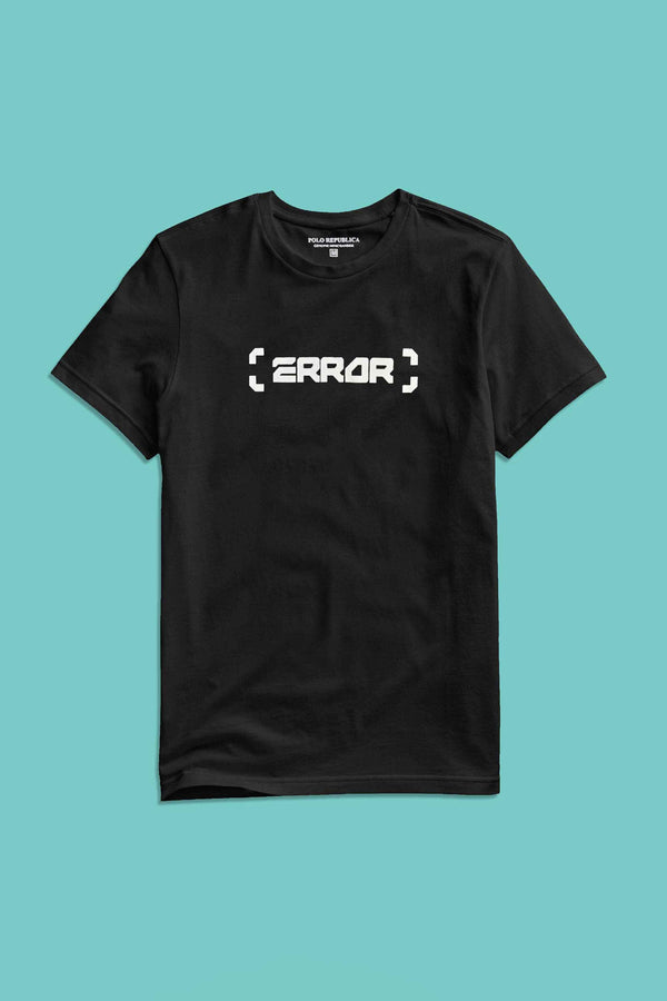 Elo Polo Republica Men's Error Printed Crew Neck Tee Shirt Black