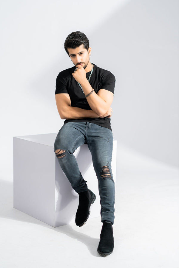 Elo Polo Republica Men's Essentials Combed Cotton Short Sleeve Tee Shirt Black