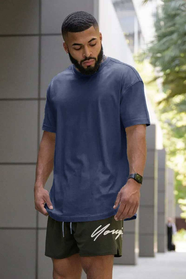 elo Polo Republica Men's Essentials Curved Loose Fit Short Sleeve Tee Shirt Powder Blue