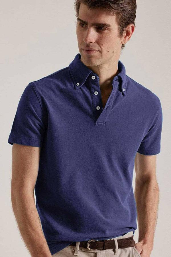 elo Polo Republica Men's Essentials Jetson Button Down Short Sleeve Polo Shirt Navy