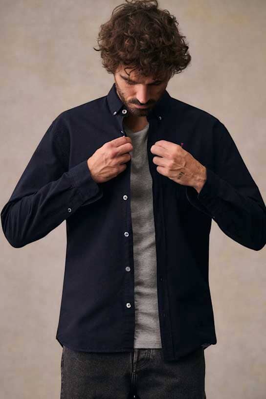 Elo Polo Republica Men's Essentials Pony Embroidered Button-Down Casual Shirt Black