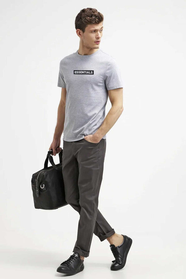 Elo Polo Republica Men's Essentials Printed Crew Neck Tee Shirt Heather Grey
