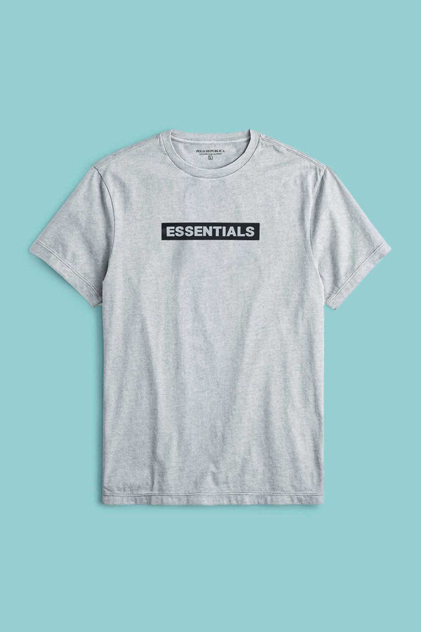 Elo Polo Republica Men's Essentials Printed Crew Neck Tee Shirt Heather Grey