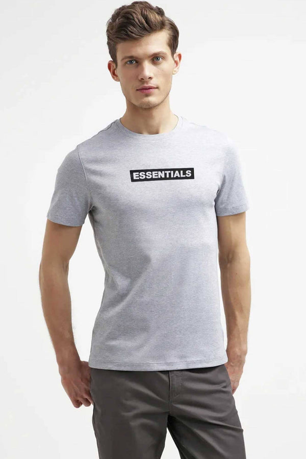 elo Polo Republica Men's Essentials Printed Crew Neck Tee Shirt Heather Grey