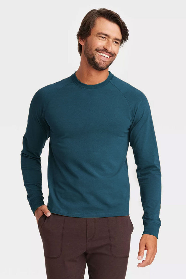 Elo Polo Republica Men's Essentials Raglan Long Sleeve Tee Shirt Teal