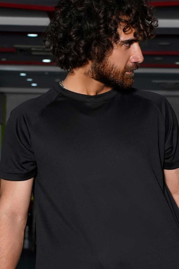 elo Polo Republica Men's Essentials Raglan Sleeve Activewear Tee Shirt Black