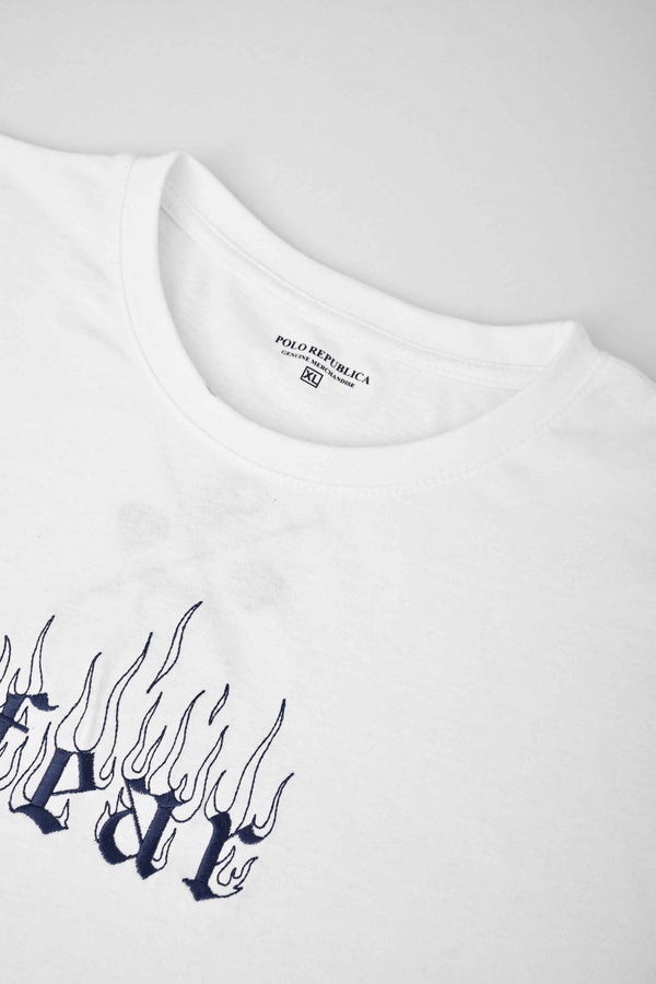 Elo Polo Republica Men's Fear Embroidered Crew Neck Tee Shirt White