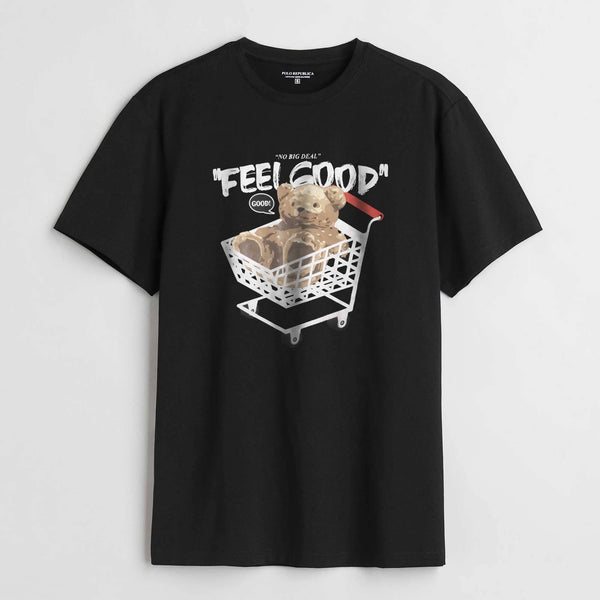 Elo Polo Republica Men's Feel Good Printed Crew Neck Tee Shirt Black