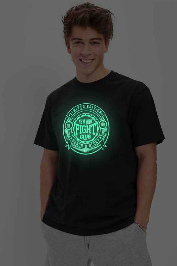 Elo Polo Republica Men's Fighter Club "Glow In The Dark" Printed Short Sleeve Tee Shirt Black