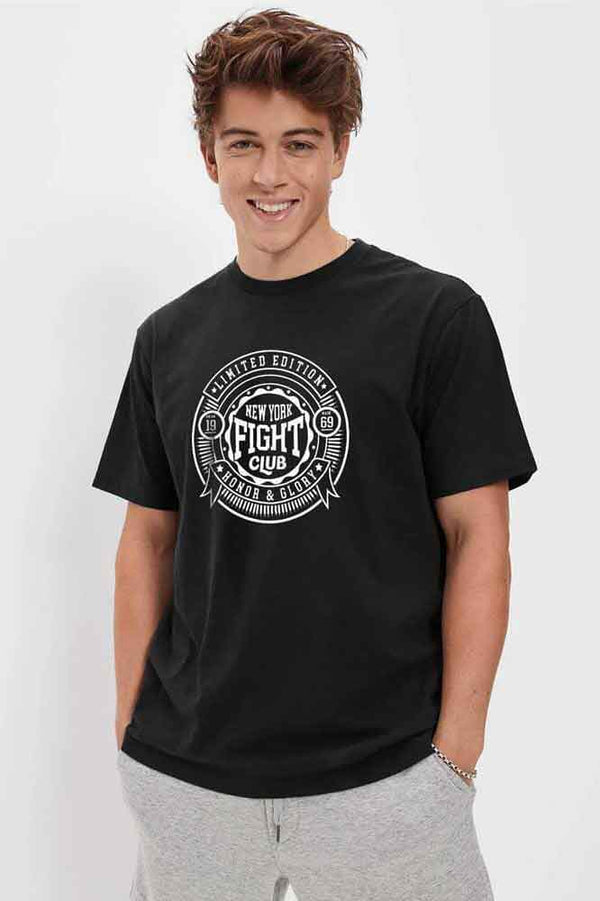 elo Polo Republica Men's Fighter Club "Glow in The Dark" Printed Short Sleeve Tee Shirt Black