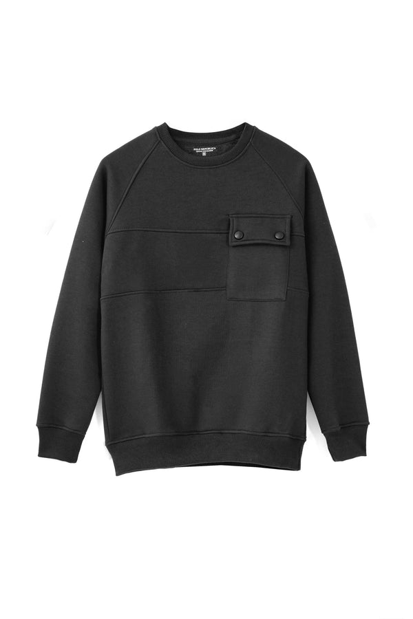 Elo Polo Republica Men's Flap Pocket Raglan Sleeve Sweat Shirt Black