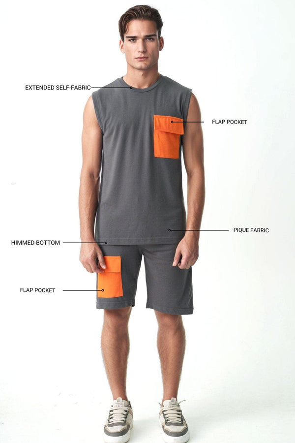 Elo Polo Republica Men's Flap Pocket Twin Set Graphite