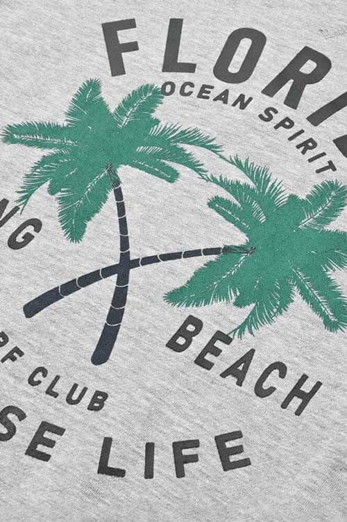 Elo Polo Republica Men's Florida Ocean Printed Fleece Sweat Shirt Heather Grey
