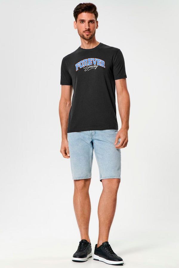 Elo Polo Republica Men's Forever Printed Crew Neck Tee Shirt Black