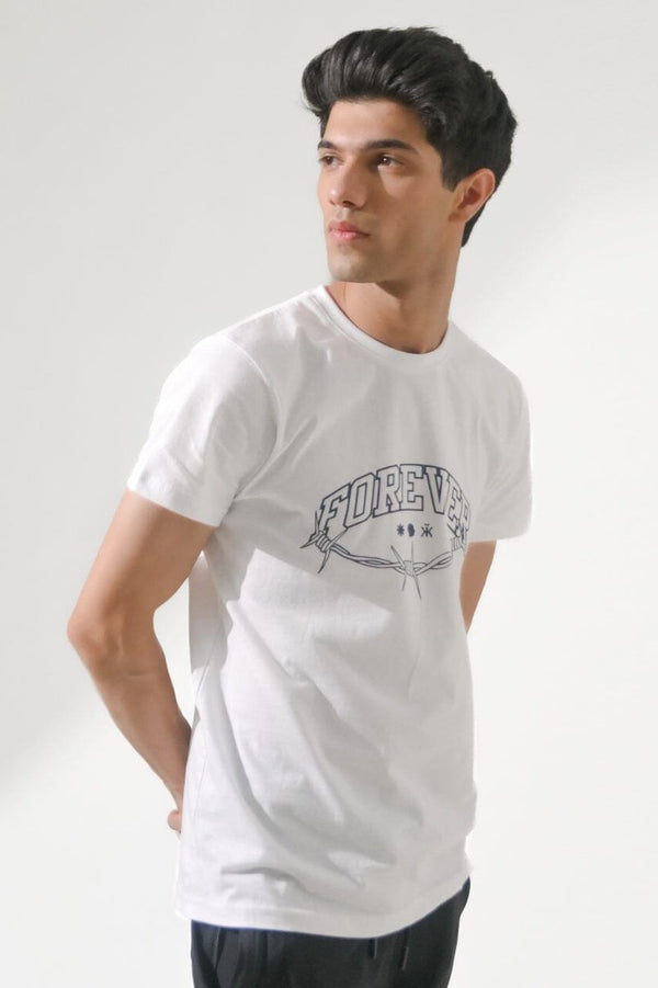 Elo Polo Republica Men's Forever Printed Crew Neck Tee Shirt White