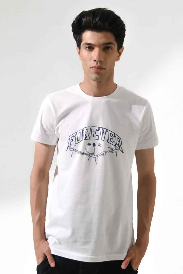 Elo Polo Republica Men's Forever Printed Crew Neck Tee Shirt White