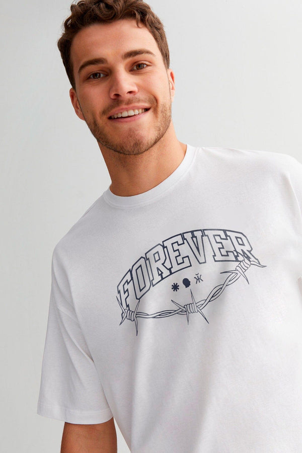 elo Polo Republica Men's Forever Printed Crew Neck Tee Shirt White
